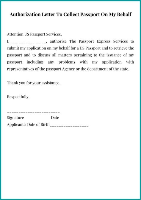 Authorization Letter Template To Collect Passport: Samples And .
